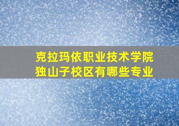 克拉玛依职业技术学院独山子校区有哪些专业