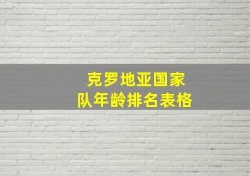 克罗地亚国家队年龄排名表格