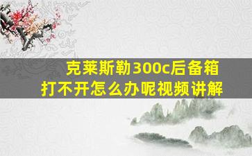 克莱斯勒300c后备箱打不开怎么办呢视频讲解