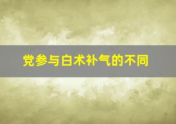 党参与白术补气的不同