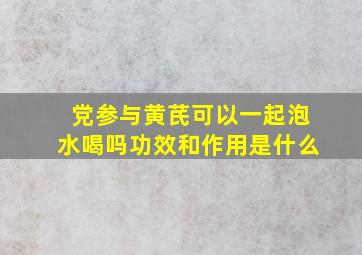 党参与黄芪可以一起泡水喝吗功效和作用是什么