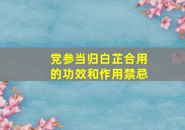 党参当归白芷合用的功效和作用禁忌