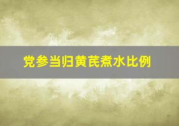 党参当归黄芪煮水比例