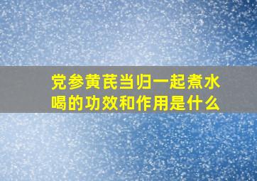 党参黄芪当归一起煮水喝的功效和作用是什么