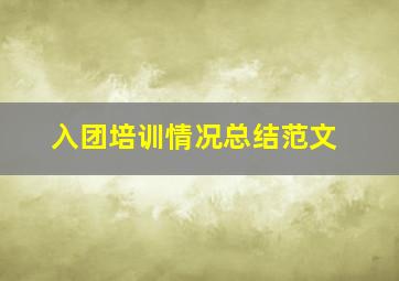 入团培训情况总结范文