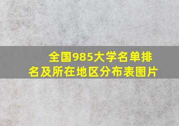 全国985大学名单排名及所在地区分布表图片