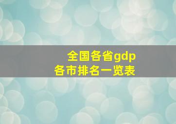 全国各省gdp各市排名一览表