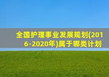 全国护理事业发展规划(2016-2020年)属于哪类计划