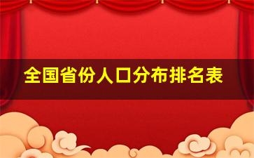 全国省份人口分布排名表