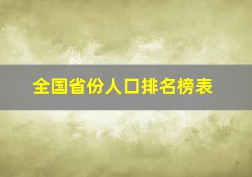 全国省份人口排名榜表