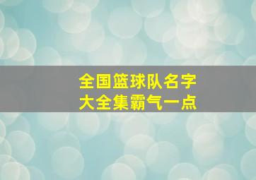 全国篮球队名字大全集霸气一点