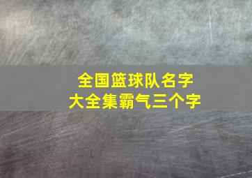 全国篮球队名字大全集霸气三个字