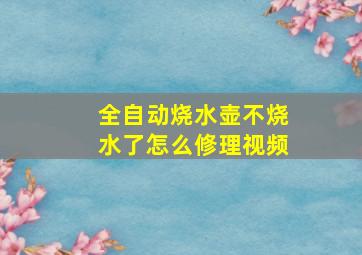 全自动烧水壶不烧水了怎么修理视频