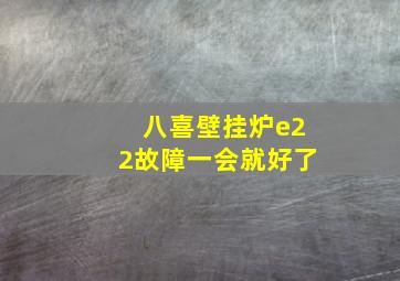 八喜壁挂炉e22故障一会就好了