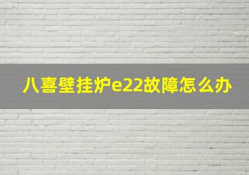 八喜壁挂炉e22故障怎么办