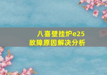 八喜壁挂炉e25故障原因解决分析