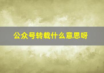 公众号转载什么意思呀