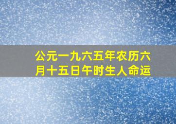 公元一九六五年农历六月十五日午时生人命运