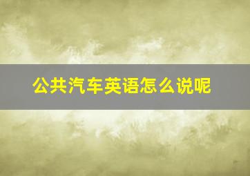 公共汽车英语怎么说呢