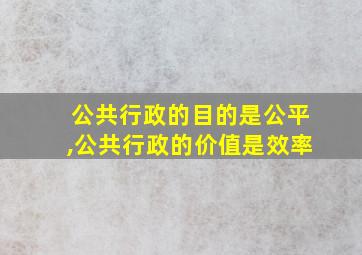 公共行政的目的是公平,公共行政的价值是效率