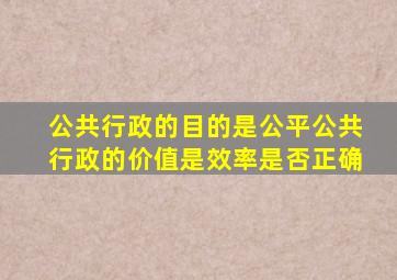 公共行政的目的是公平公共行政的价值是效率是否正确