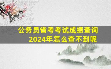 公务员省考考试成绩查询2024年怎么查不到呢