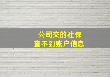 公司交的社保查不到账户信息