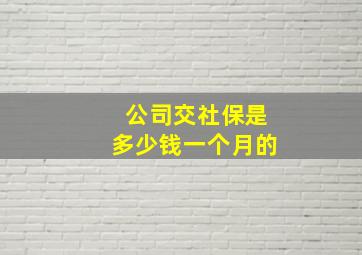 公司交社保是多少钱一个月的