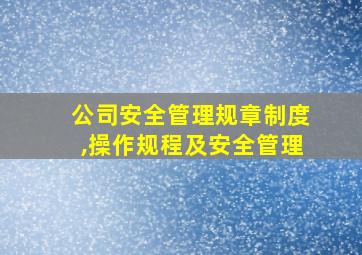 公司安全管理规章制度,操作规程及安全管理