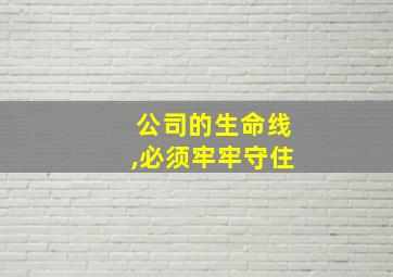 公司的生命线,必须牢牢守住