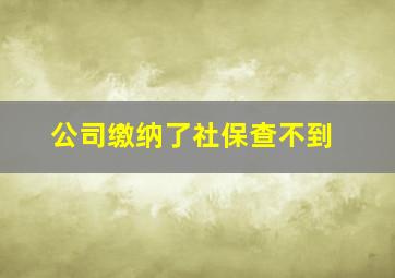 公司缴纳了社保查不到