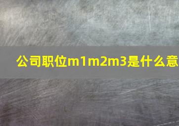 公司职位m1m2m3是什么意思