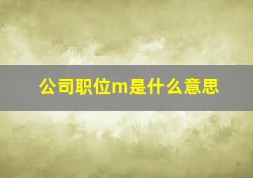 公司职位m是什么意思