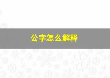 公字怎么解释