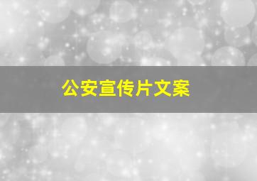 公安宣传片文案