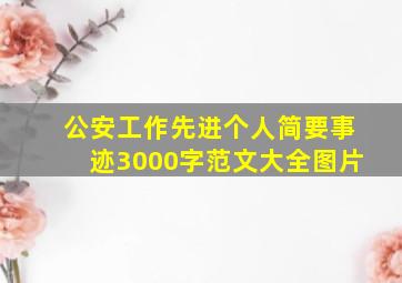 公安工作先进个人简要事迹3000字范文大全图片