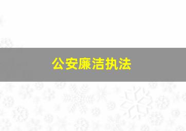 公安廉洁执法