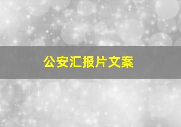 公安汇报片文案