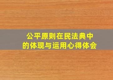 公平原则在民法典中的体现与运用心得体会