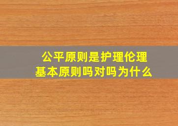 公平原则是护理伦理基本原则吗对吗为什么