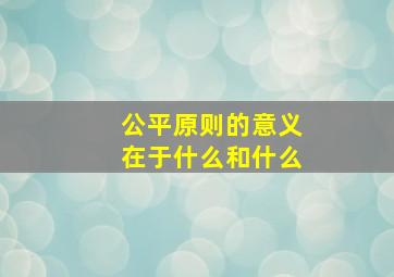 公平原则的意义在于什么和什么