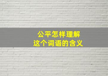 公平怎样理解这个词语的含义