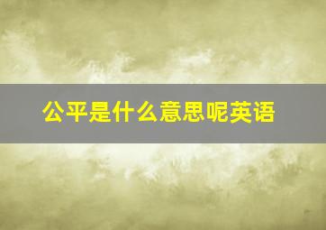 公平是什么意思呢英语