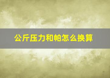 公斤压力和帕怎么换算