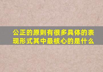 公正的原则有很多具体的表现形式其中最核心的是什么