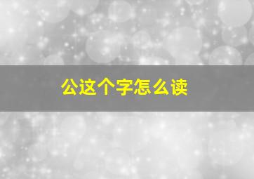 公这个字怎么读