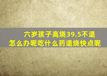 六岁孩子高烧39.5不退怎么办呢吃什么药退烧快点呢