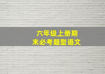 六年级上册期末必考题型语文