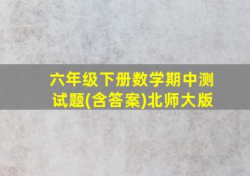 六年级下册数学期中测试题(含答案)北师大版