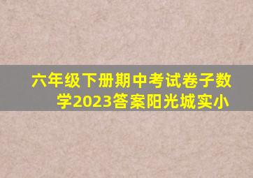 六年级下册期中考试卷子数学2023答案阳光城实小